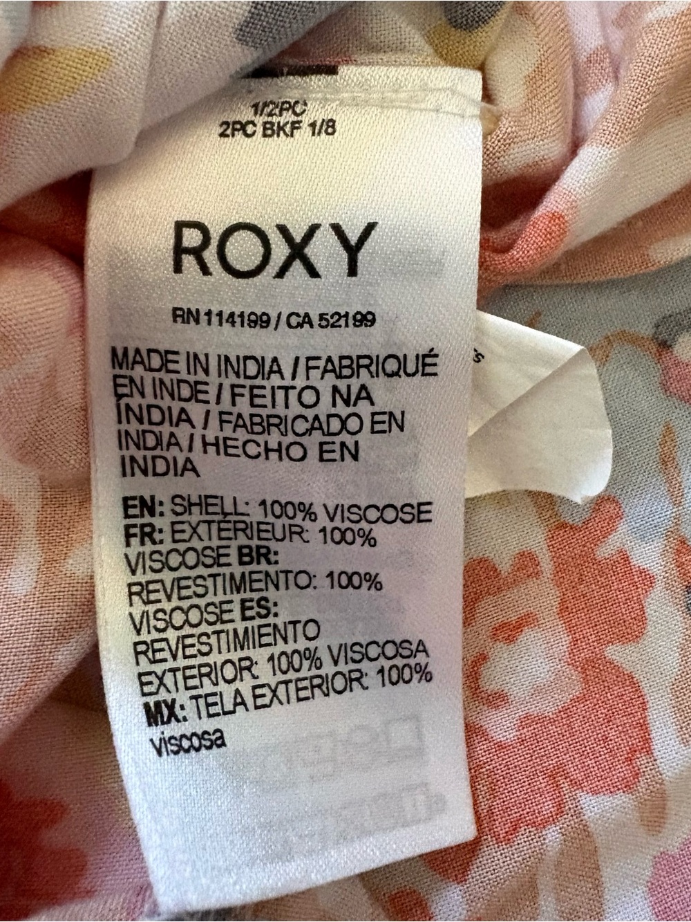 Roxy Another Day Printed Romper Off Shoulder Floral Medium Boho Pink Tropical - Picture 6 of 9